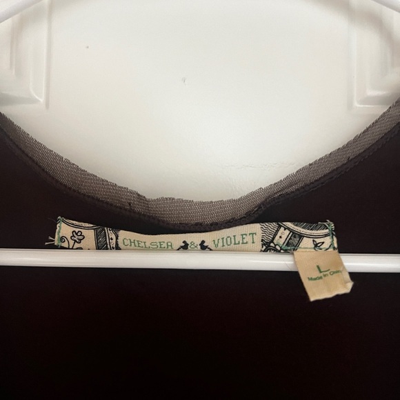 Chelsea & Violet Chelsea scooped neck fitted elastic brown sequence dress size L - Picture 2 of 5